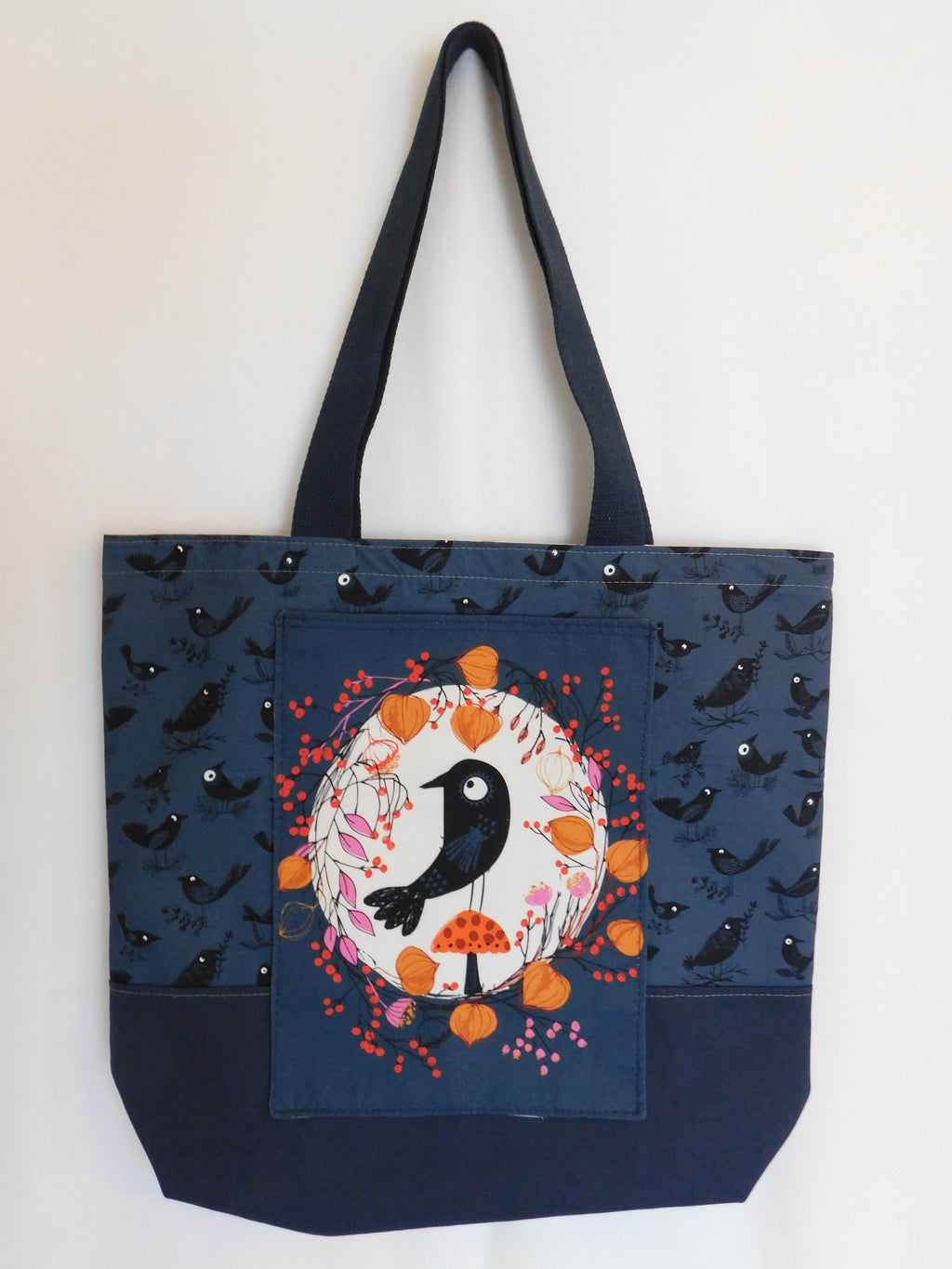 Black Bird Dual Color Handmade Tote Bag