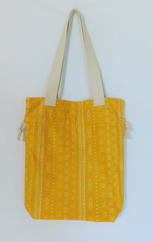 Mudcloth Yellow Drawstring Tote